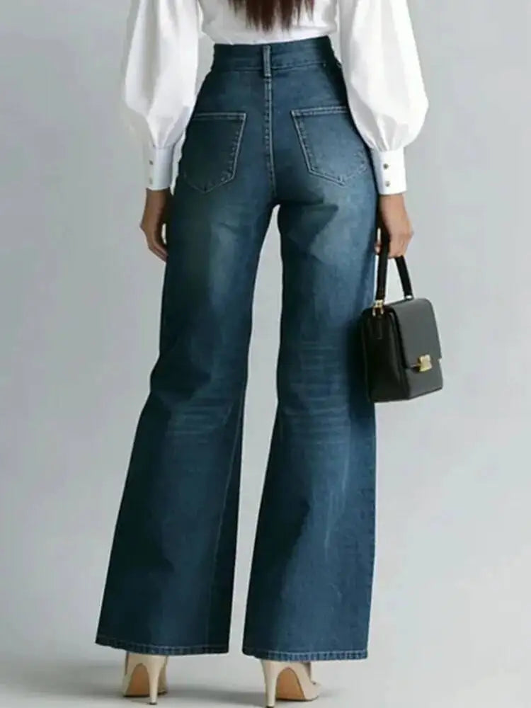 High Waist Split Hem Wide Leg Jeans