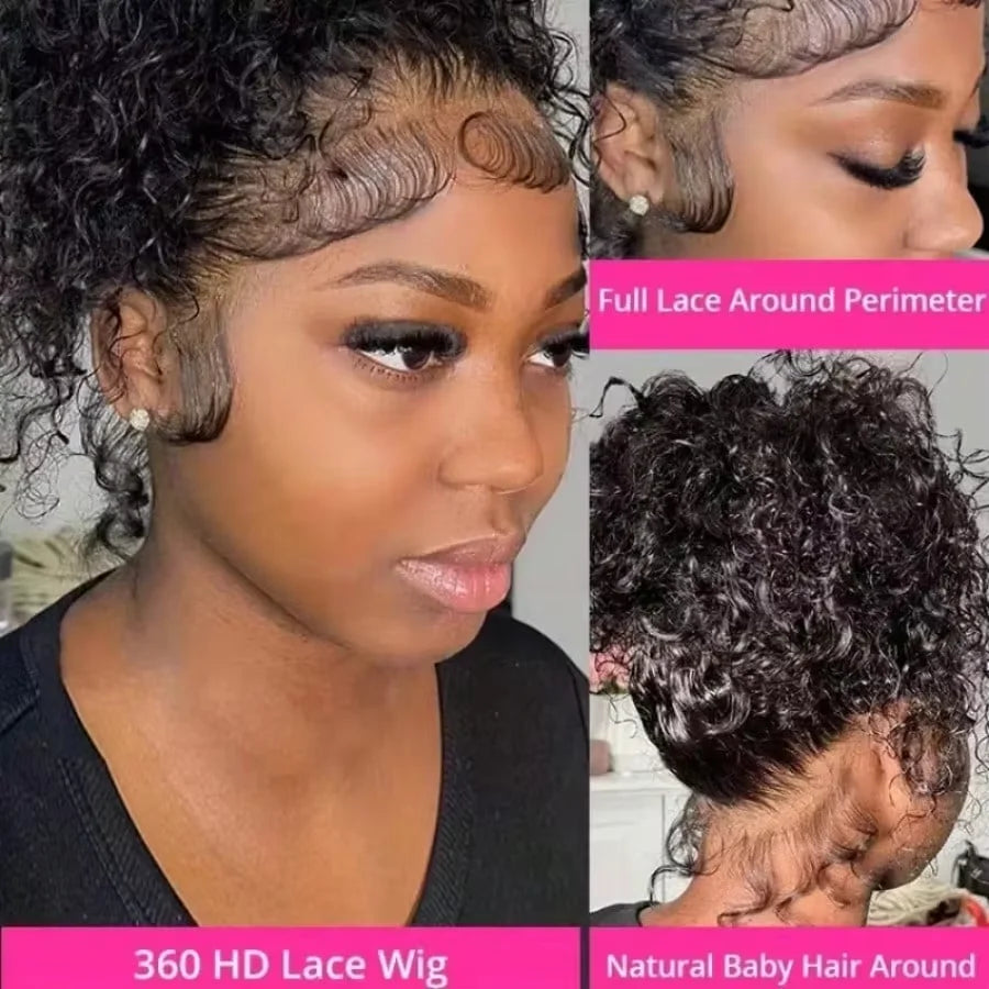 Deep Wave Glueless Human Hair Lace Front Wig for Women