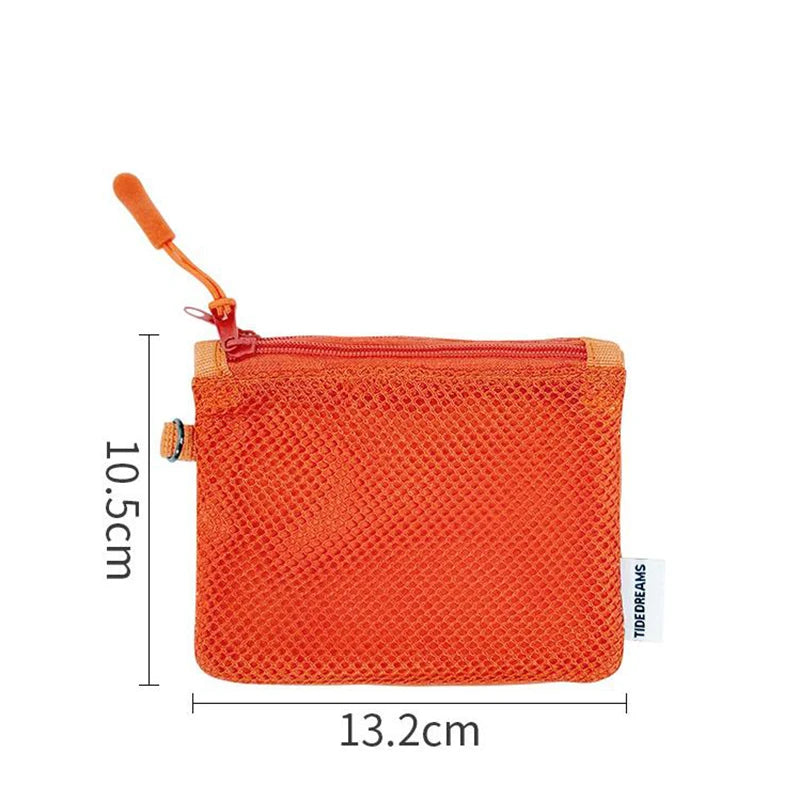 Double-layer Zipper Bag Simple Mesh Storage Bag Large Capacity Portable Earphone Lipstick Cosmetic Bag Mesh Coin Storage Bag