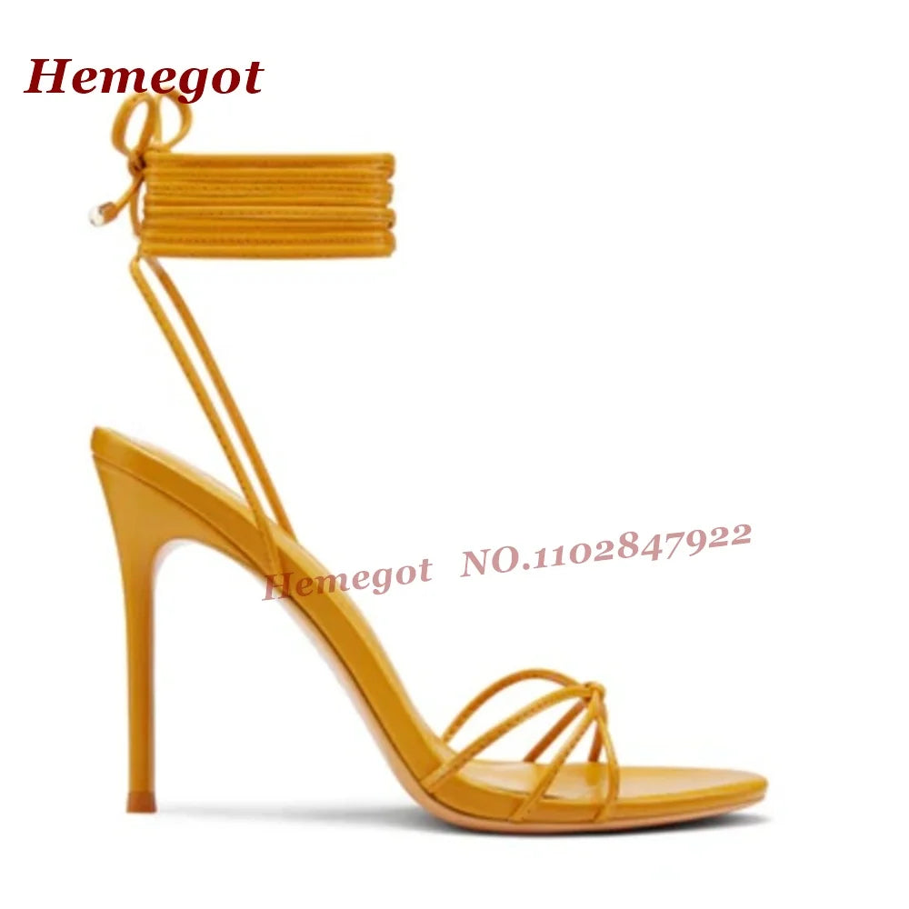 Orange Bows Cross Strappy Open Toe Sandals for Women
