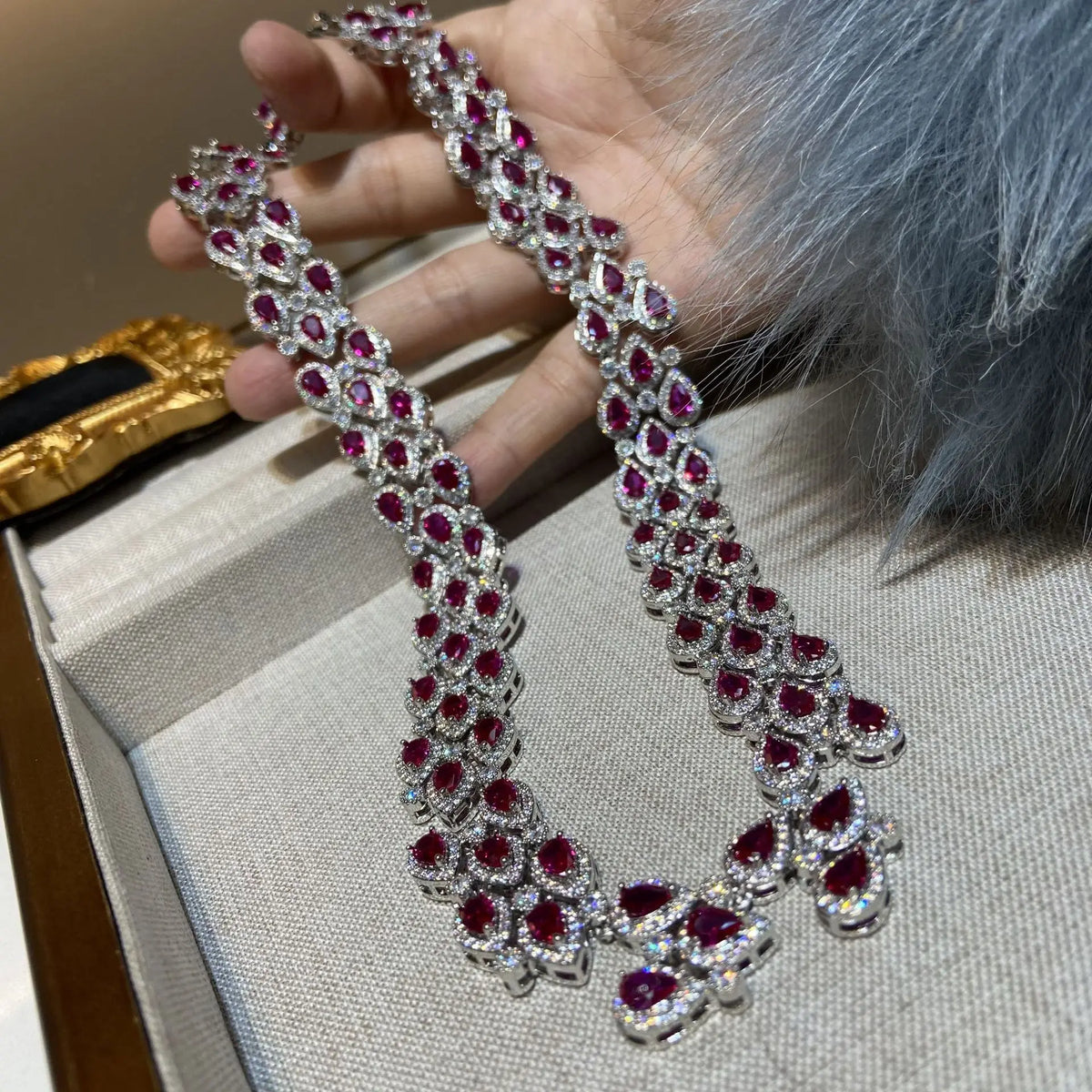 Zircon Tassel Necklace and Bracelet Set for Women