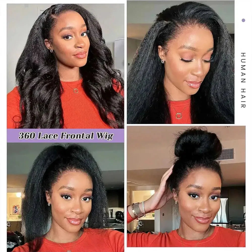 Chocolate Brown Kinky Straight Lace Front Wig for Women