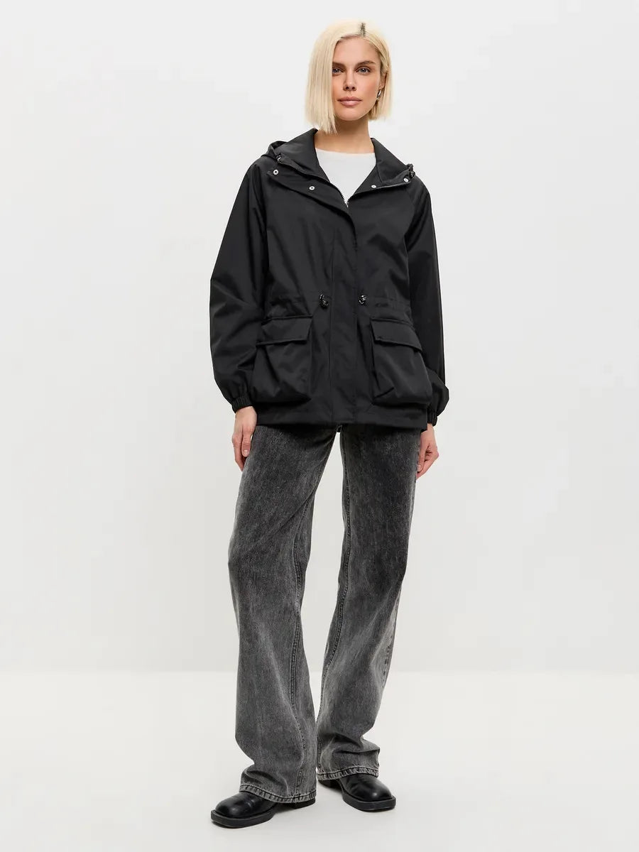 Hooded Hardshell Jacket With Pockets And Zipper for Women