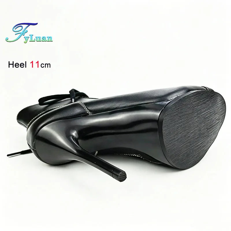 Black Peep Toe Stiletto Ankle Boots
