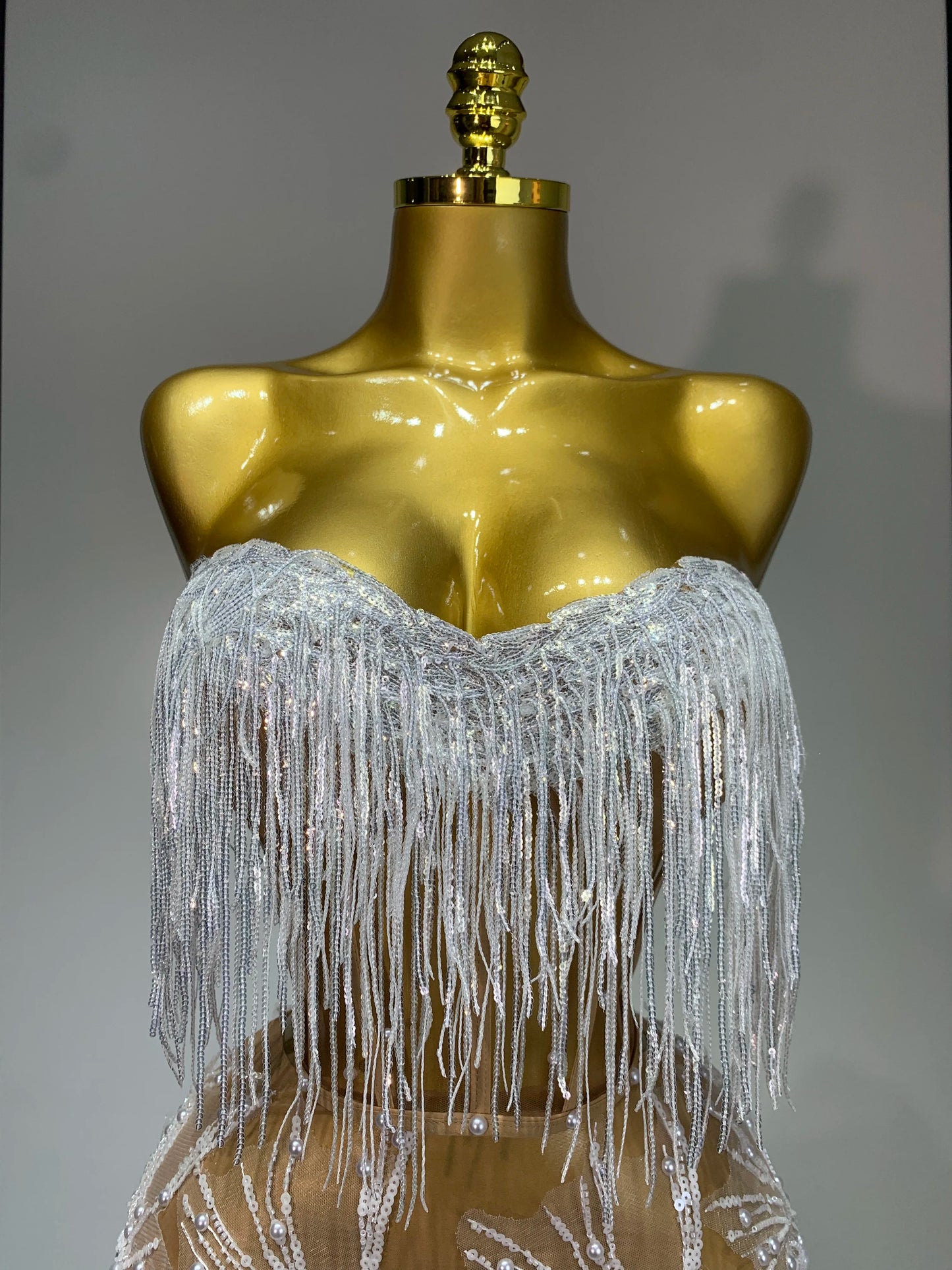 Women Sexy Mesh See Through Pearl Lace Party Mini Dress Celebrate Birthday Photo Shoot Wear Performance Stage Costume