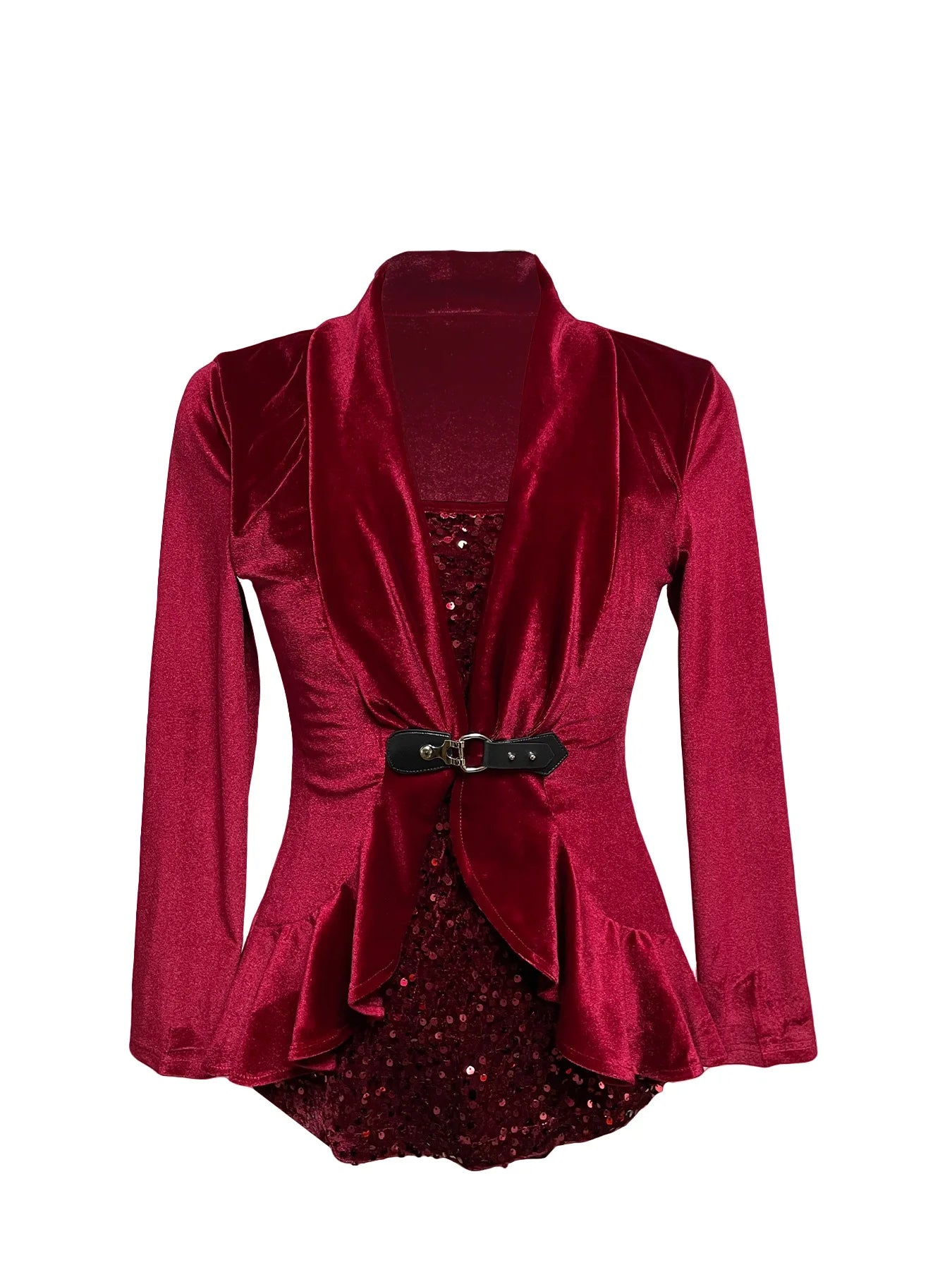Sexy Sequin Contrast Blouse Jacket Women Formal wear Long Sleeve Button Lapel Top Loose 2025 Women's Top