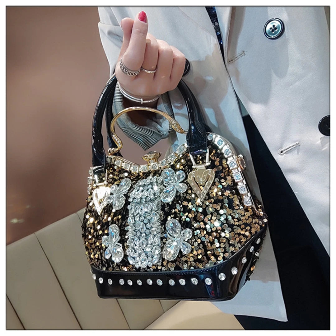 Crystal Sequin One Shoulder Crossbody Handbag for Women