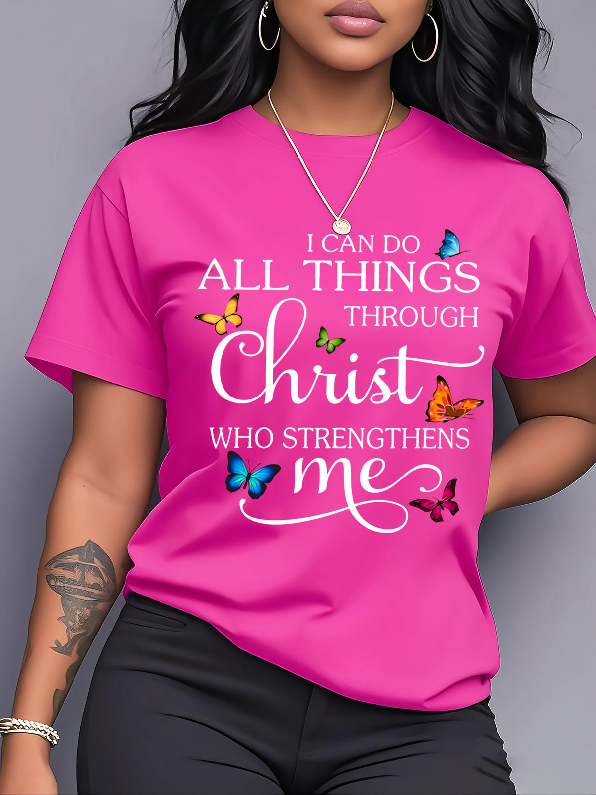 Christian Butterfly Graphic Casual T Shirt for Women