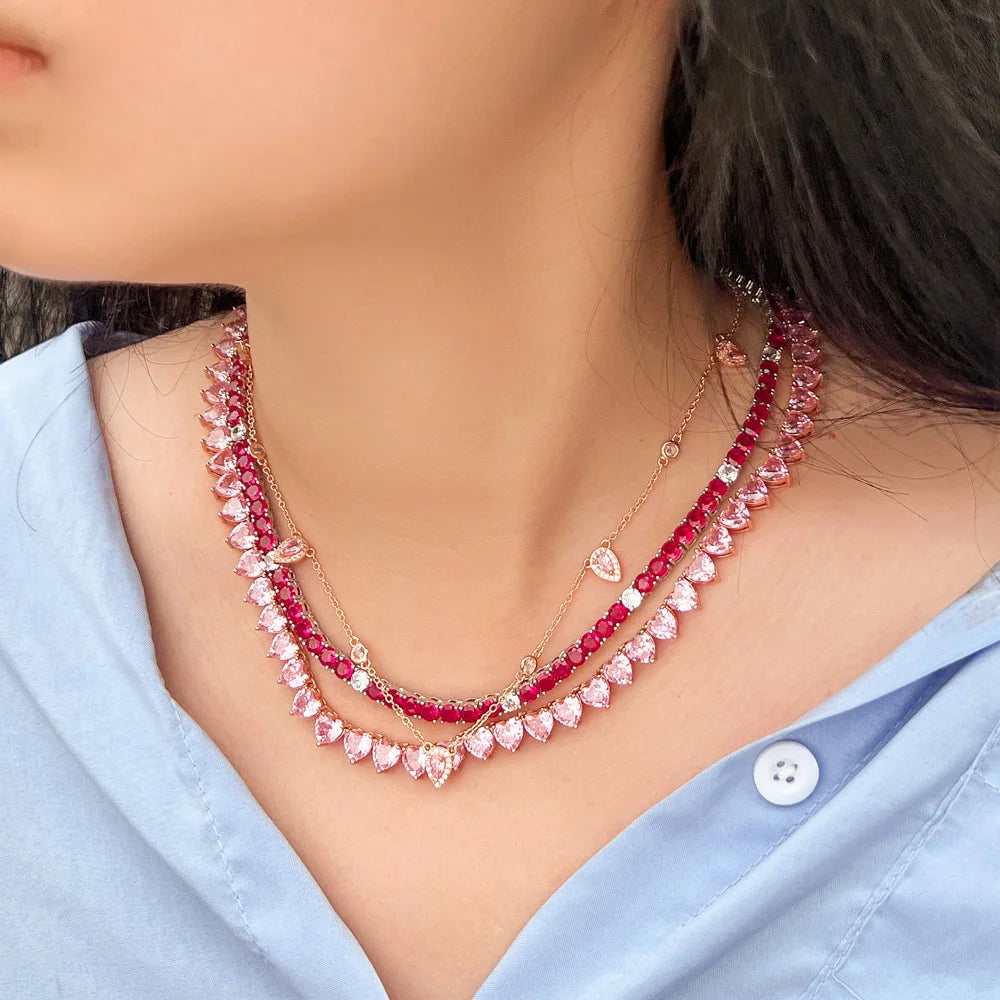 Fuchsia Cubic Zirconia Tennis Necklace