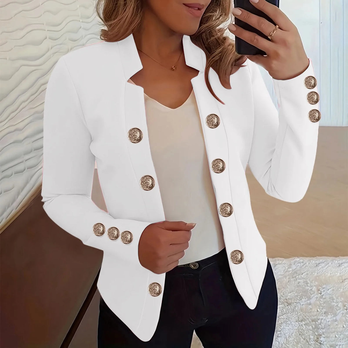 Lightweight Cropped Hooded Office Jacket for Women