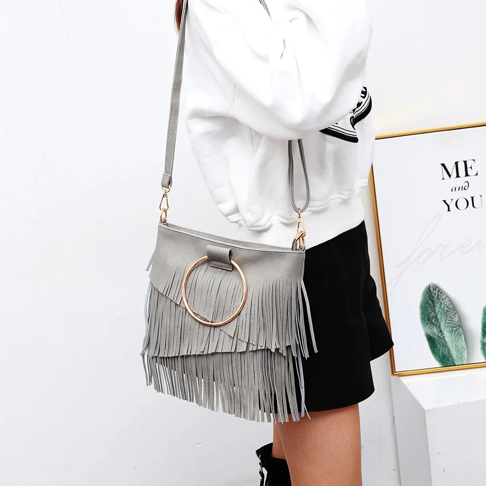 Trendy Tassel Sequin Crossbody Shoulder Handbag for Women