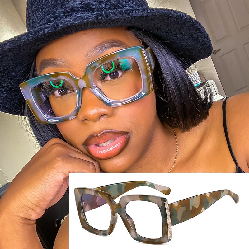 Oversized Square Blue Light Reading Glasses for Women