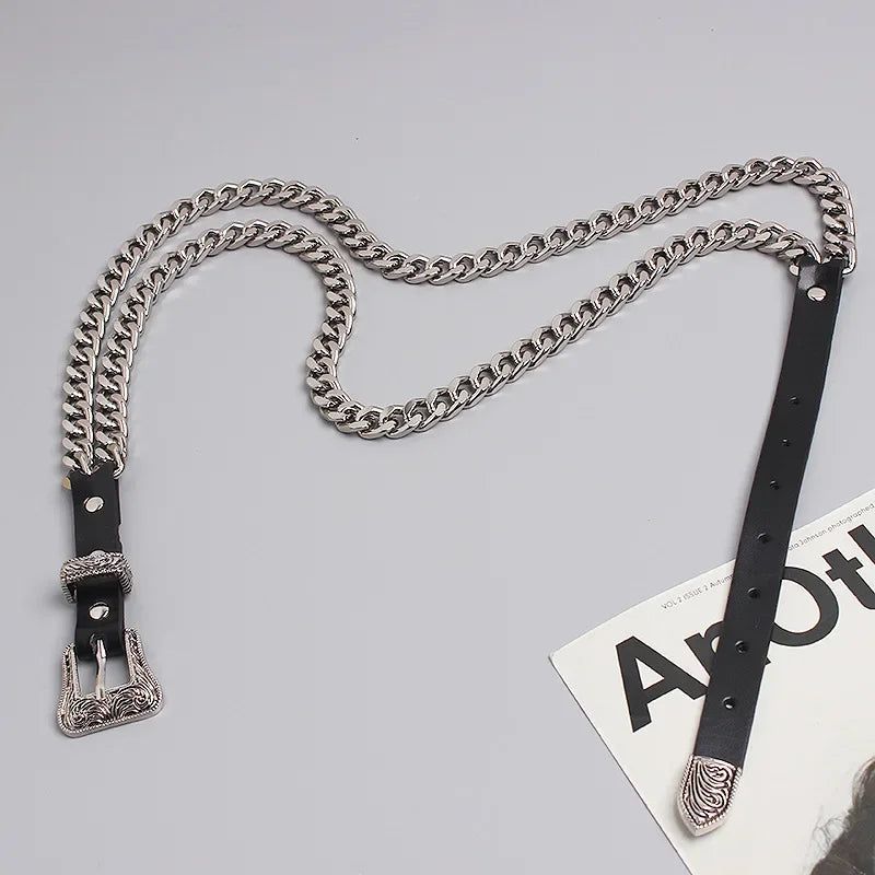 Trendy Gold Metal Decorative Waist Chain Belt for Women