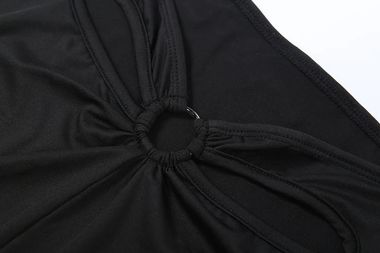 Elegant Hollowed Flowers V Neck Crop Top and Long Skirt Two Piece Set for Women