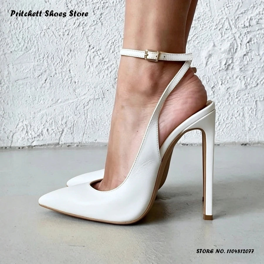 Lavender Buckle Strap Pointed Toe Stiletto Pumps for Women
