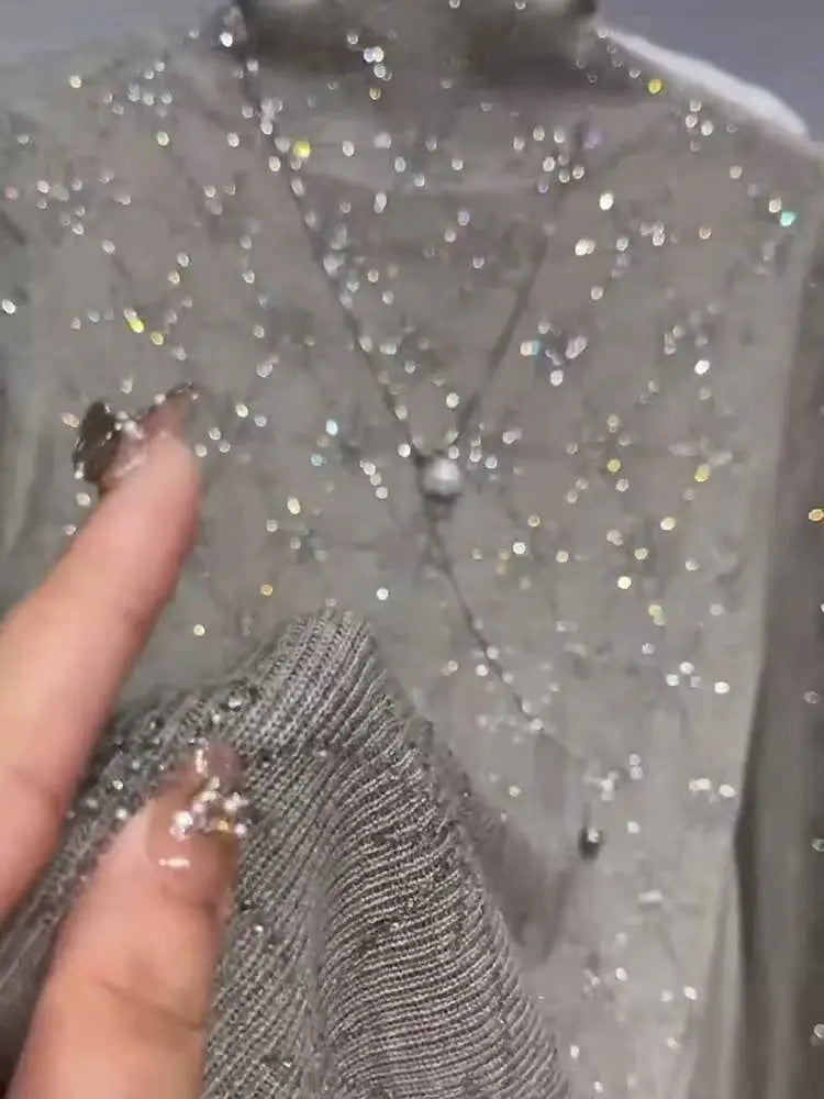 Sequined Turtleneck Sweater