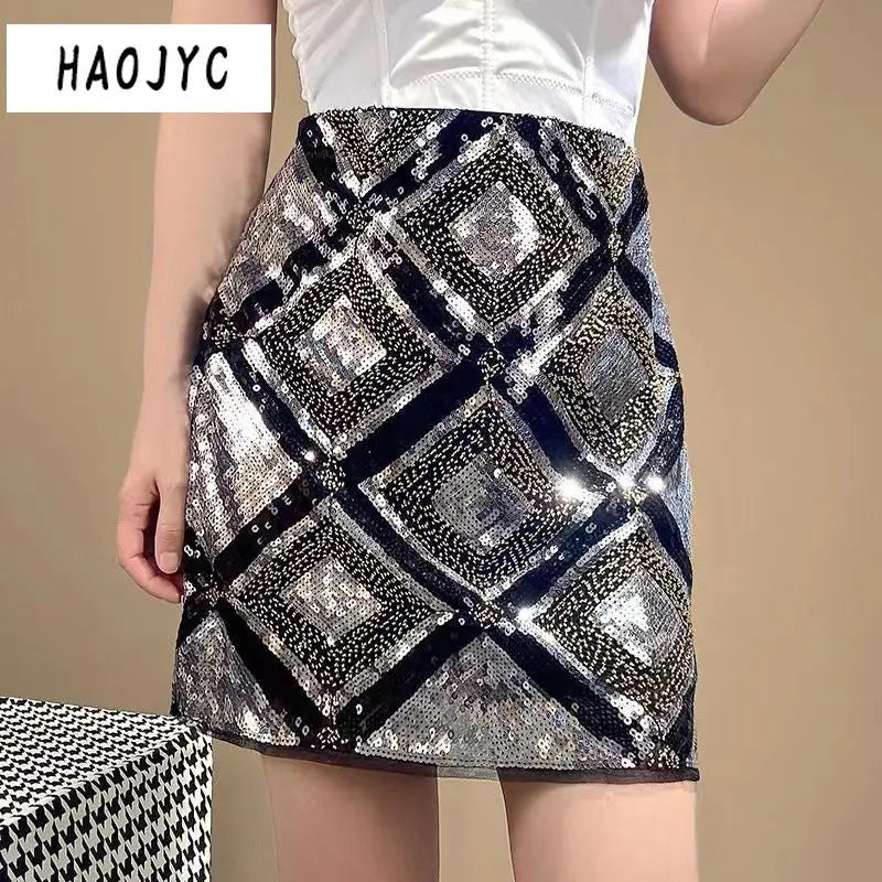 Geometric Beaded Sequined Mini Dress