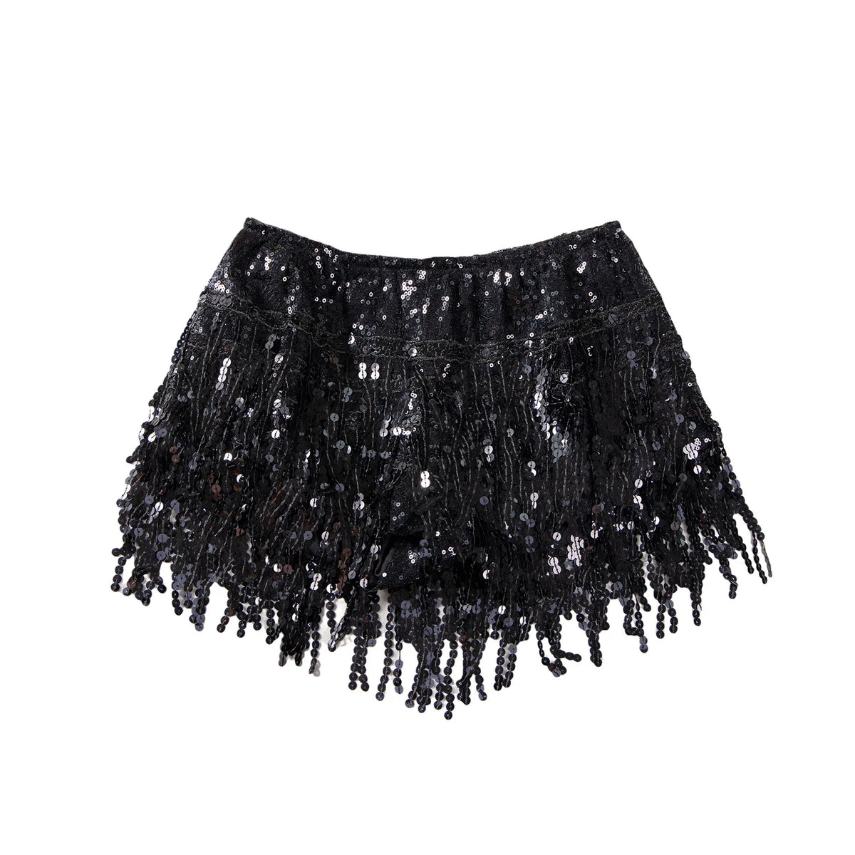 High Waisted Sequined Fringe Skort Shorts for Women