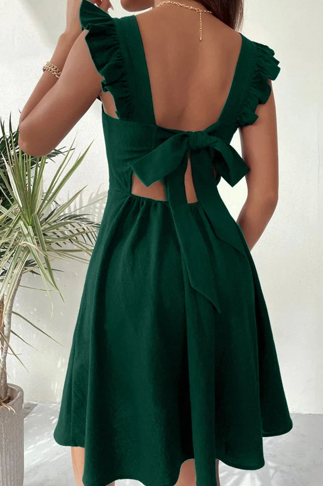 Elegant Lace-Up Backless Sleeveless Mini Dress for Women