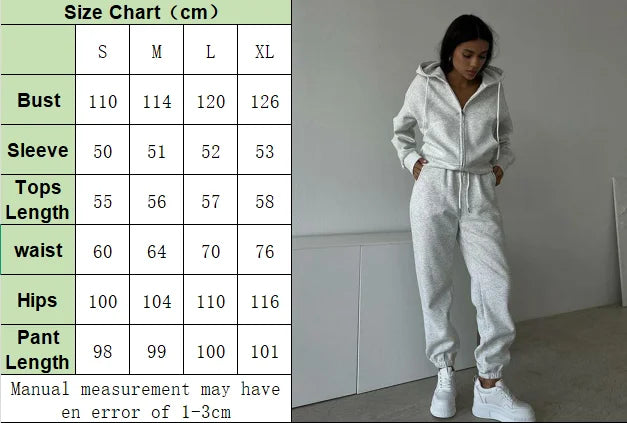FSMG Casual Hooded Zippers Sweatshirts Pants Set Long Sleeved Cardigan Lace-up Sportswear Two Pieces Set Female Tracksuit Suit