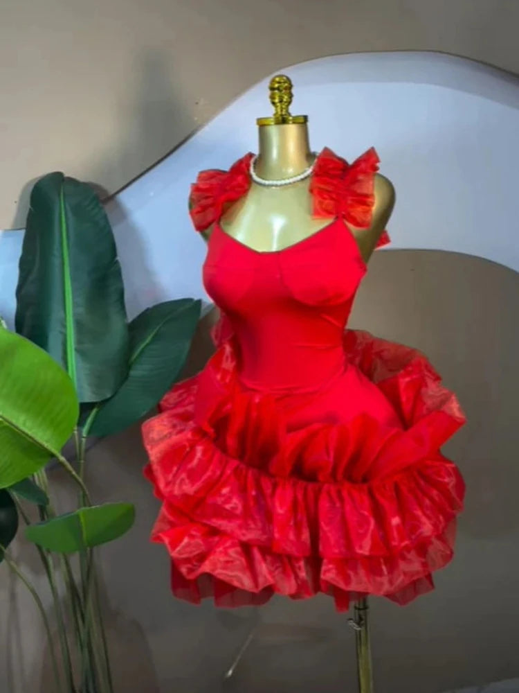 Elegant Ruffled Hem Sleeveless Mini Dress for Women