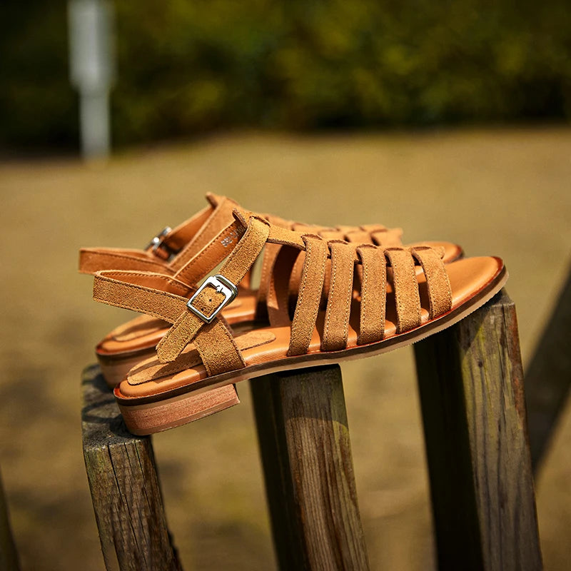 Summer Leather Handmade Gladiator Buckle Sandals for Women
