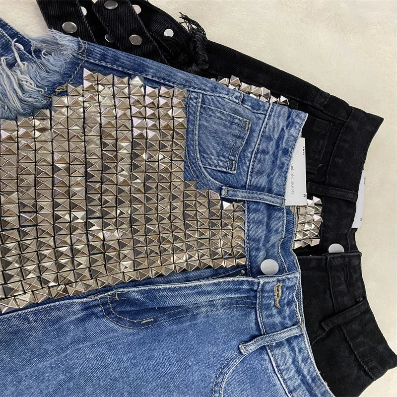 Relaxed Fit High Waisted Denim Shorts With Tassel Accents For Women