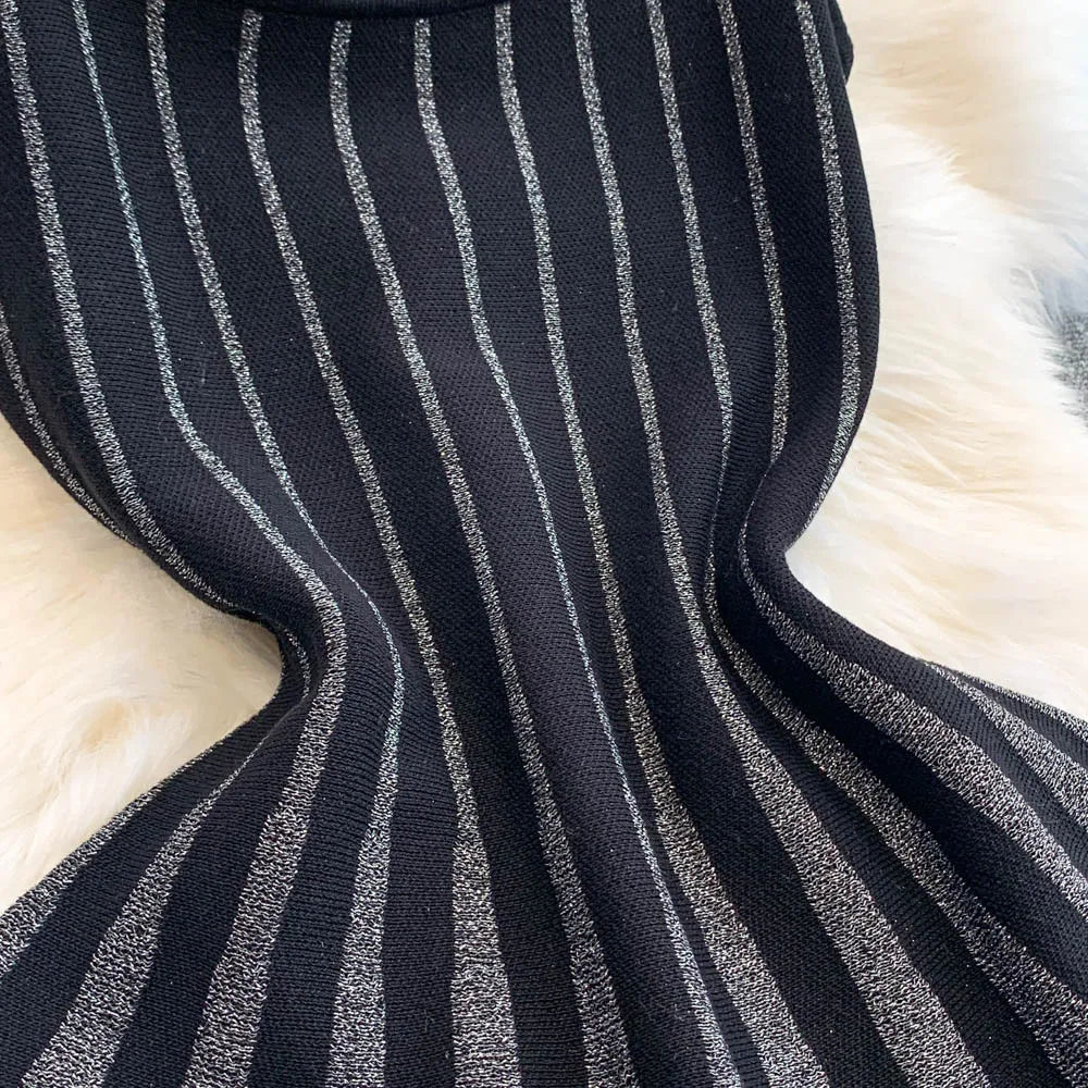 FAGADOER Summer Fashion Knit Bodycon Mini Dresses Women Square Collar Sleeveless Backless High Waist Dress Female Office Vestido