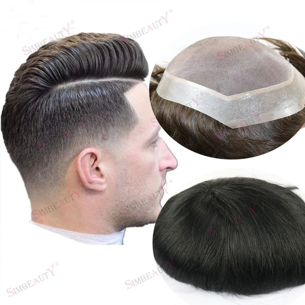 Straight Human Hair Toupee With Lace Top for Women