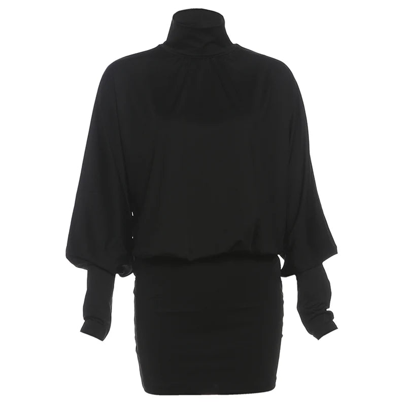 Autumn Peach Backless Turtleneck Bodycon Dress for Women