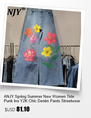 ANJY Summer New Women American Retro Streetwear Camouflage Three-dimensional Pocket Cargo Jeans Casual Trendy Denim Shorts A7672