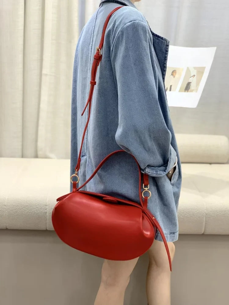 Circular Three-dimensional Bowling Bag For Women Fashion Leather Ruched Top Handle Handbags Casual Shoulder Crossbody Bag Purses