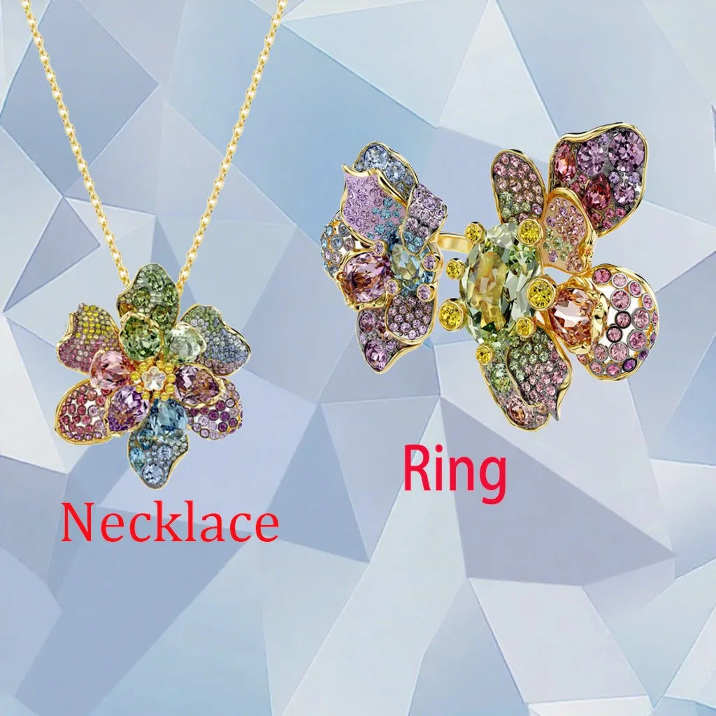 Gold Plated Zirconia Crystal Pendant Set for Women