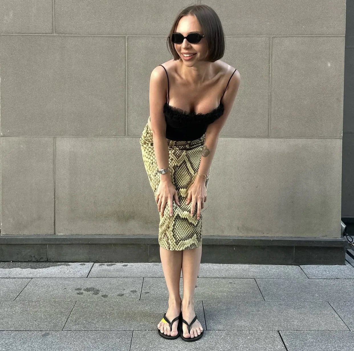 Snakeskin Patchwork High Waist Skirt