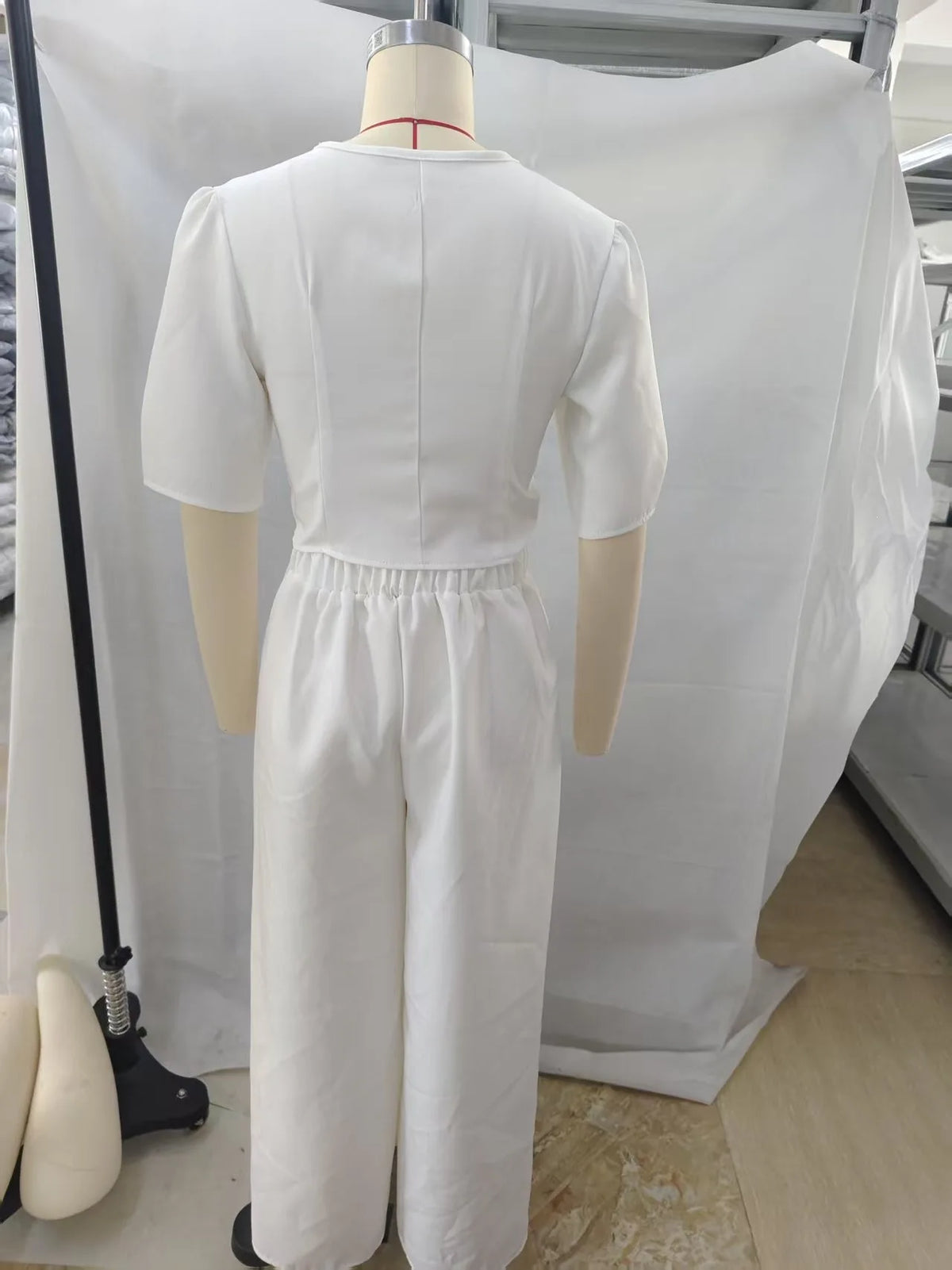 Elegant Two Piece Crop Top And Wide Leg Pants Set for Women
