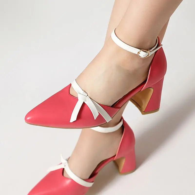 Pointed Toe Buckle Strap Bowknot Sandals for Women