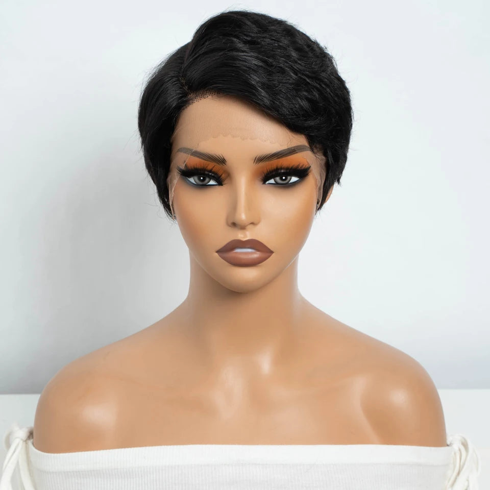 Glueless Short Pixie Cut Lace Front Remy Wig for Women
