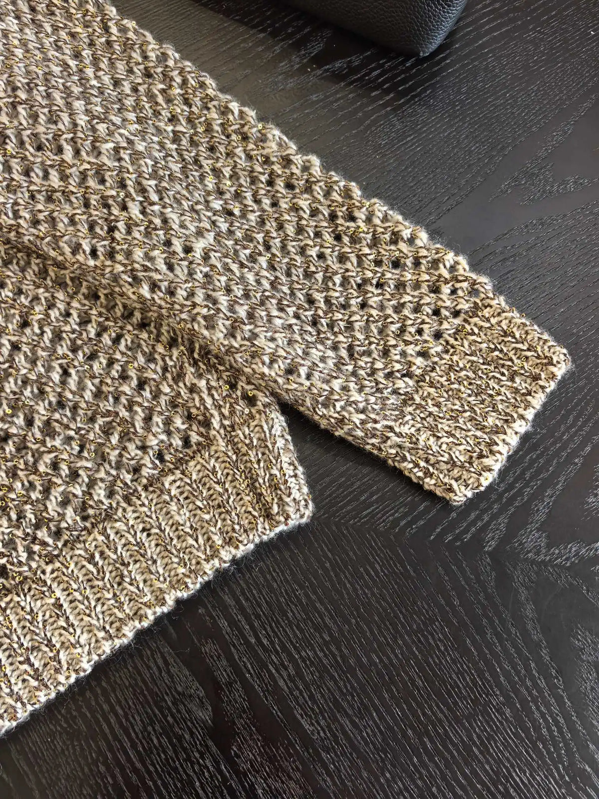 Sequined Hooded Knit Cardigan with Zipper for Women
