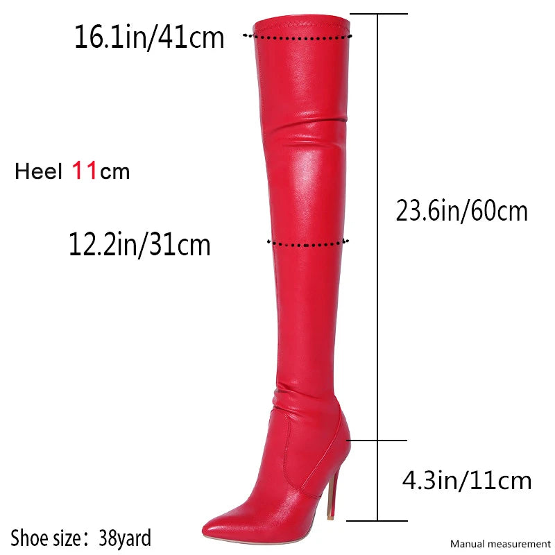 Sexy Patent Leather Stiletto Over the Knee Boots for Women
