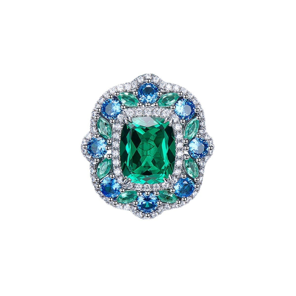 Emerald Zircon Necklace Ring and Earring Set for Women