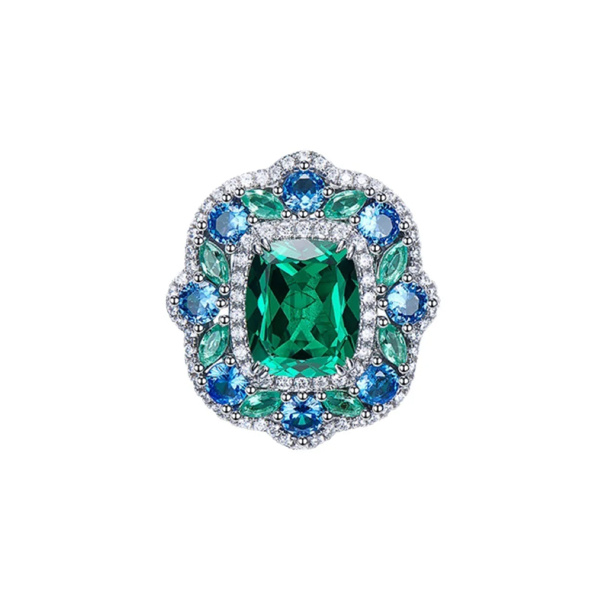 Emerald Zircon Necklace Ring and Earring Set for Women