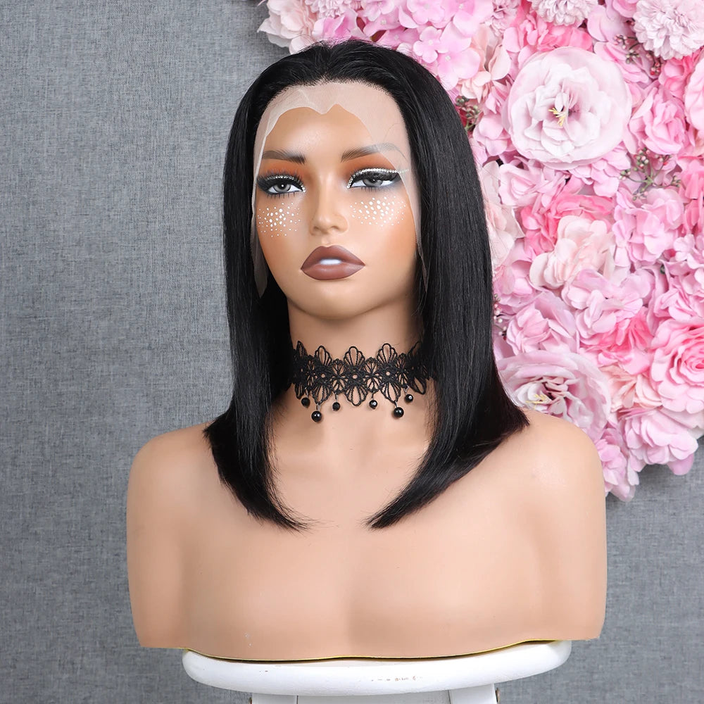 HD Straight Brazilian Human Hair Bob Lace Front Wig for Women