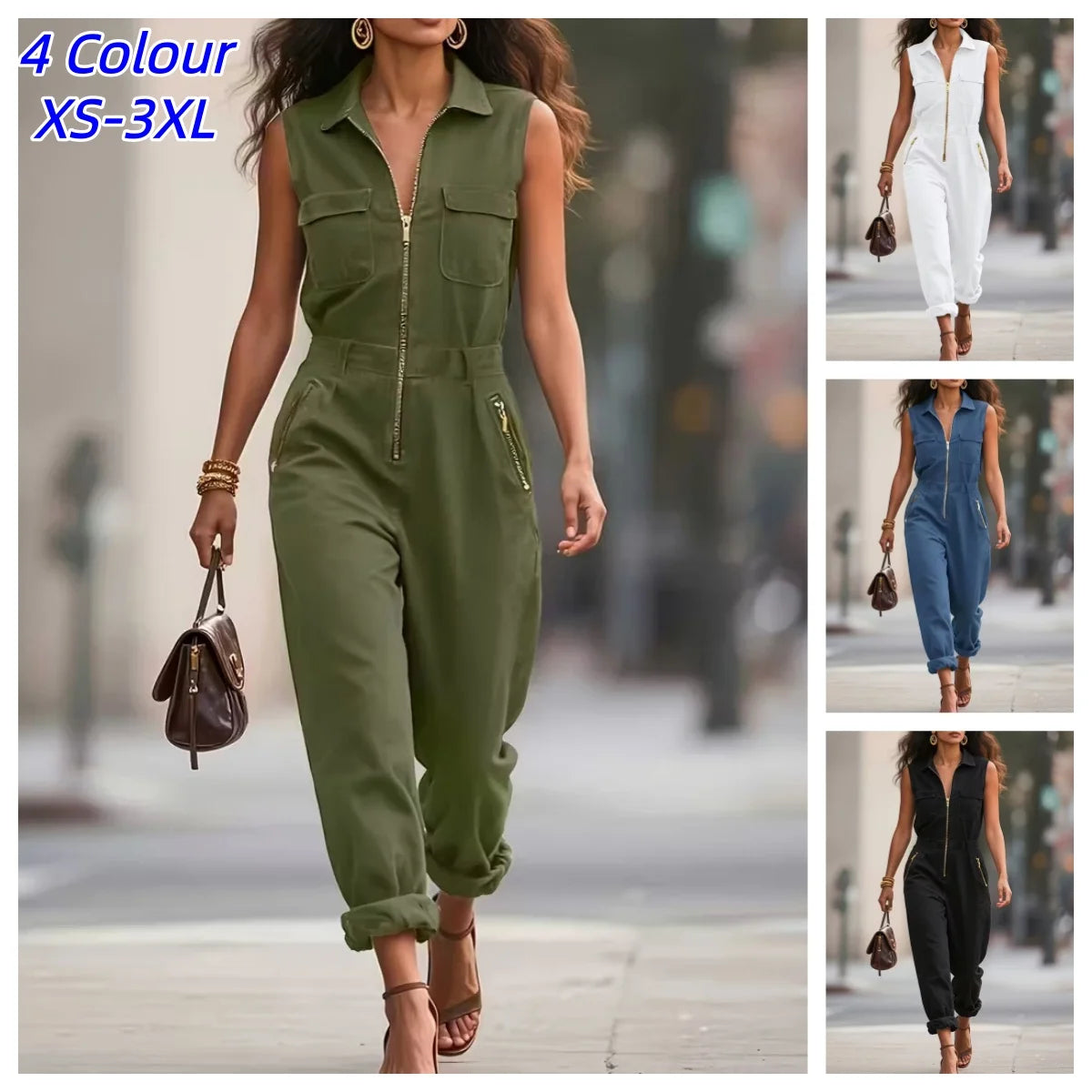 Summer Sleeveless Chiffon Wide Leg Jumpsuit For Women