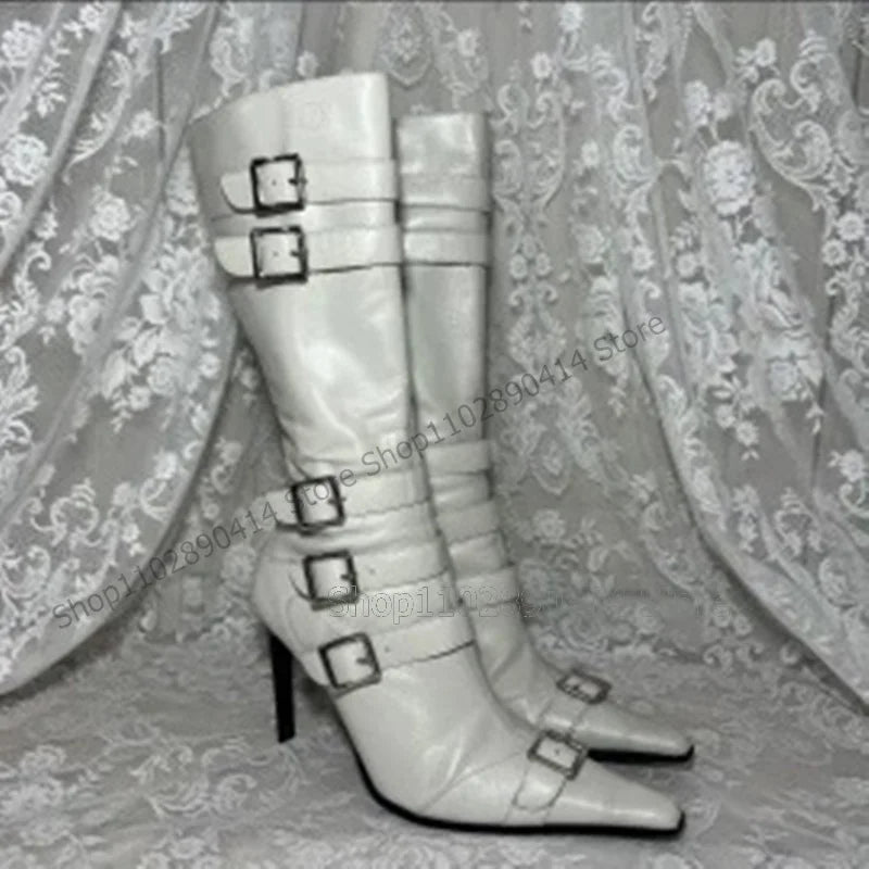 White Matte Leather Ankle Boots With Side Zipper for Women