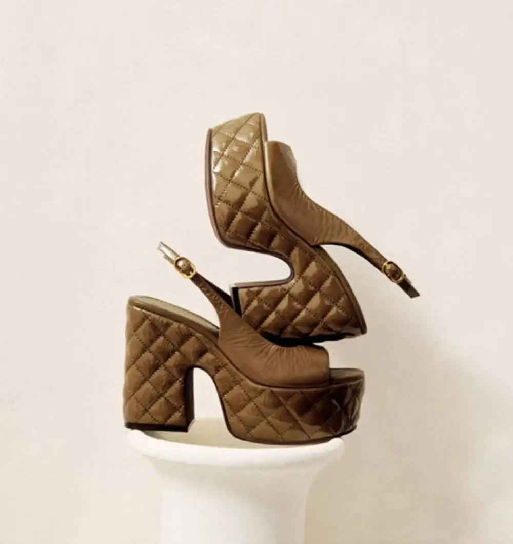 Retro Peep Toe Platform Sandals
