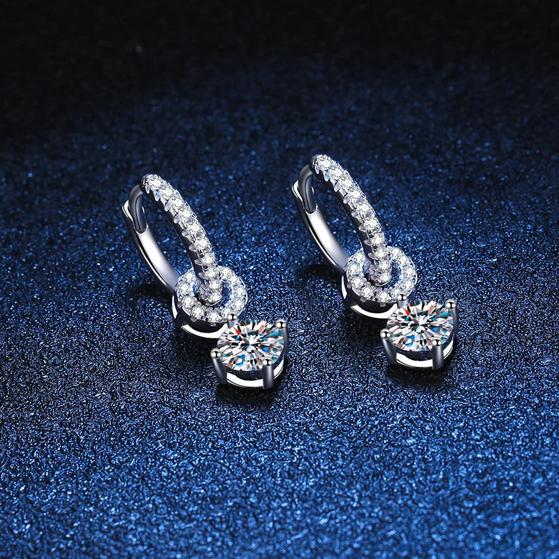 White Gold Plated Moissanite Drop Earrings for Women