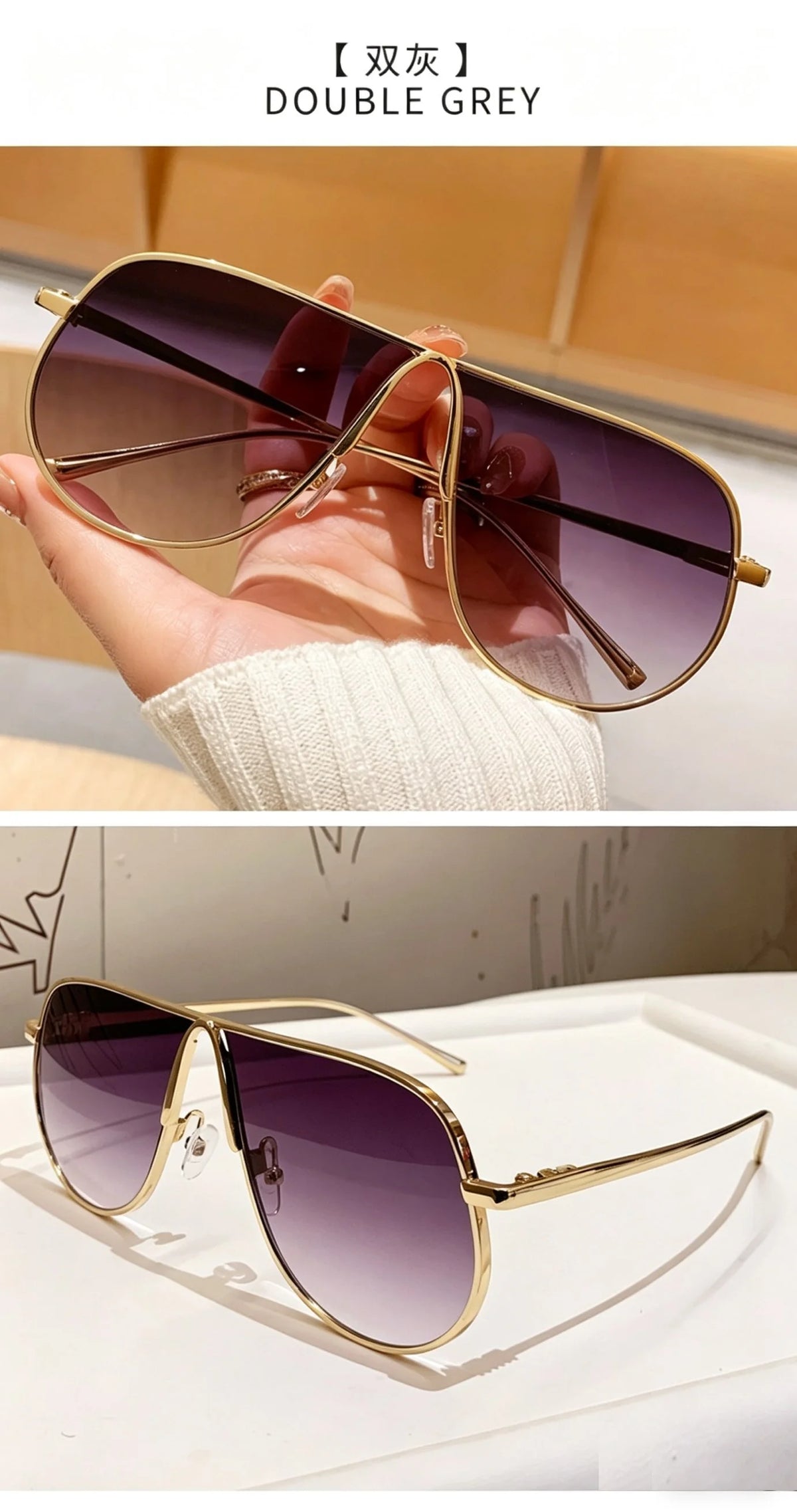 Oversized Gradient Pilot Sunglasses