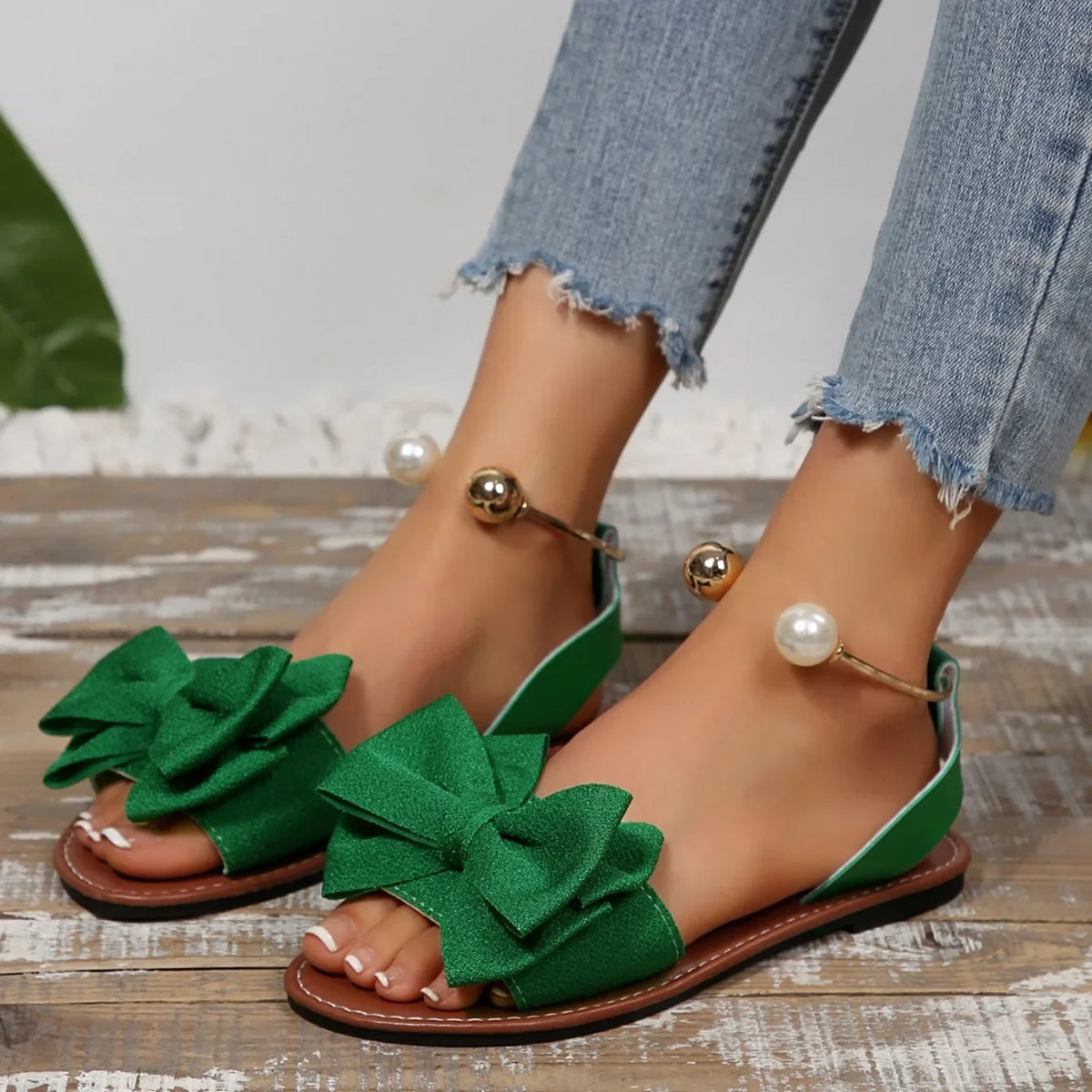 Lightweight Casual Beach Bow Tie Flat Sandals for Women