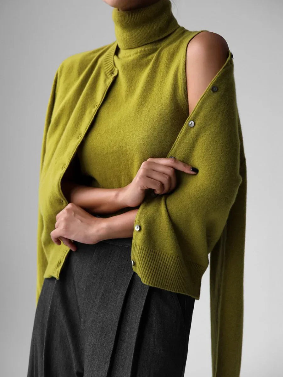 Slim Fit Knit Sleeveless Turtleneck Tank Top for Women