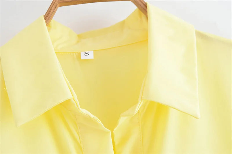 Lapel Casual Pockets Short Sleeve Shirt Dress for Women